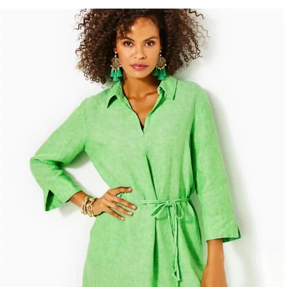 Lilly Pulitzer shift dress Blue SZ S Pilar Tunic Linen
Beckon Blue Sea Salt EUC - Picture 6 of 12